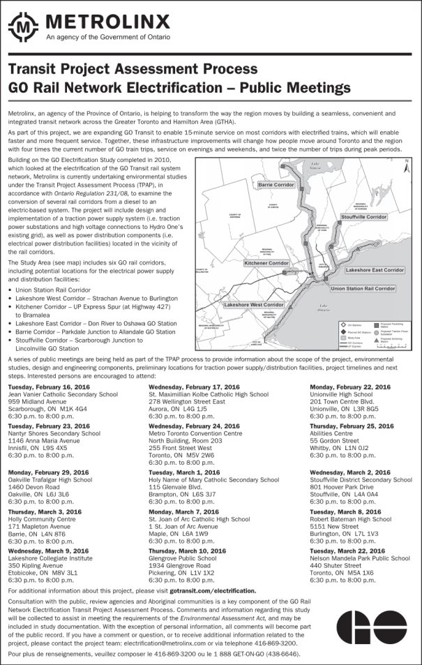 GO Rail Network Electrification Public Meeting